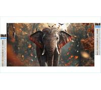 Diamond Painting Éléphant Diamond Painting Adulte Grand Format 20x40cm Automne Broderie Diamant Accessoires Complet, 5D Peinture Diamant Art Crafts Point de Croix Peinture Kit, Decoration Maison G1-70