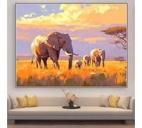Diamond Painting Éléphant Diamond Painting Enfant 30x20cmAfrique Broderie Diamant Kit Complet, Tableau Perle Diamant, Bricolage 5D Strass Point de Croix Loisirs Créatifs Adultes, Décoration zhad513