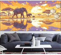 Diamond Painting Éléphant Diamond Painting Grand Format 80x220cm Peinture Diamant Adulte Coucher De Soleil Broderie Diamant Strass Point de Croix Peinture,Bricolage Mosaique Artisanat kits,Gift LT-998