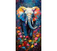 Diamond Painting Éléphant, Fleurs et Plantes Diamond Painting Adulte Enfant Débutants, Diamond-painting Peinture Diamant Broderie Diamant Strass Point de Croix pour Décor Murale Maison 25x50cm R-486