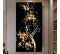 Diamond Painting Enfant 5D Square Drill Broderie Diamant Kit Complet Peinture Diamant par Numéro DIY Fleurs de Lys Or et Noir Grand Format Mosaã¯que Tableau Adulte pour Décoration Murale 40x80cm