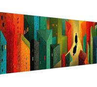 Diamond Painting Enfant Abstrait, 5D Painting Diamant Grand Format Homme DIY Loisirs Créatifs Adultes Kit Broderie Diamant Kit Complet Rond Drill Peinture Adulte Murale Décoration50x100cm T-C894