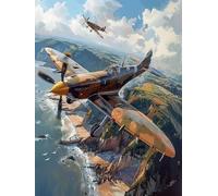 Diamond Painting Enfant Avion, 5D Diamond Painting Adulte Grand Format Sea Kit Broderie Diamant Kit Complet Carré, Peinture Diamant Peinture Loisirs Créatifs Adultes ,Cadeau Femme 100x135cm 0-S358