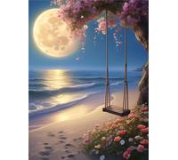 Diamond Painting Enfant, Balançoire Lune Peinture Diamant Loisirs Créatifs Adultes, Broderie Diamant Point de Croix Cristal Diamond Painting Paysage, Painting Diamant Decoration Chambre(20x30cm)-8I
