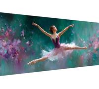 Diamond Painting Enfant Ballet, 5D Painting Diamant Grand Format Femme Rétro DIY Loisirs Créatifs Adultes Kit Broderie Diamant Kit Complet Rond Drill Peinture Adulte Murale Décoration60x120cm Z-0028