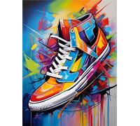 Diamond Painting Enfant, Chaussures graffitis Peinture Diamant Loisirs Créatifs Adultes, Broderie Diamant Kit Point de Croix Diamond Painting Paysage, Painting Diamant Decoration Chambre(50x70cm)-5C