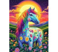Diamond Painting Enfant Cheval, Diamond Painting Fleurs Kit Complet, DIY Activité Manuelle Adulte, 5D Peinture Diamant Enfant, Canevas Diamant 35x45cm, Loisirs Creatif Cadeaux Décoration Maison C3-852