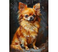Diamond Painting Enfant Chien, 5D Diamond Painting Adulte Grand Format Chihuahua Kit Broderie Diamant Kit Complet Carré, Peinture Diamant Peinture Loisirs Créatifs Adultes ,Cadeau Femme 50x70cm P-AJ87