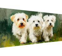 Diamond Painting Enfant Chien, 5D Painting Diamant Grand Format Animal DIY Loisirs Créatifs Adultes Kit Broderie Diamant Kit Complet Rond Drill Peinture Adulte Murale Décoration, Cadeau 30X60cm P-5971