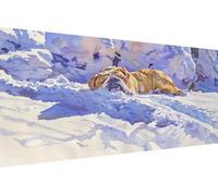 Diamond Painting Enfant Chien, 5D Painting Diamant Grand Format Neige DIY Loisirs Créatifs Adultes Kit Broderie Diamant Kit Complet Rond Drill Peinture Adulte Murale Décoration, Cadeau 60x120cm 5-AF55