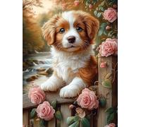 Diamond Painting Enfant Chien, Diamond Painting Fleurs Kit Complet, DIY Activité Manuelle Adulte, 5D Peinture Diamant Enfant, Canevas Diamant 35x45cm, Loisirs Creatif Cadeaux Décoration Maison C3-942