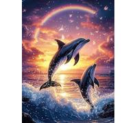 Diamond Painting Enfant Dauphin, Diamond Painting Océan Kit Complet, DIY Activité Manuelle Adulte, 5D Peinture Diamant Enfant, Canevas Diamant 20x30cm, Loisirs Creatif Cadeaux Décoration Maison C3-876