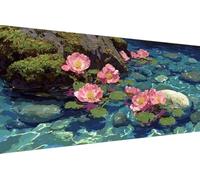 Diamond Painting Enfant Fleur, 5D Painting Diamant Grand Format Lac DIY Loisirs Créatifs Adultes Kit Broderie Diamant Kit Complet Rond Drill Peinture Adulte Murale Décoration, Cadeau 40x80cm 5-XZ12