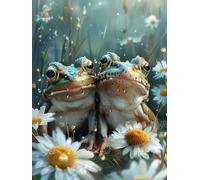Diamond Painting Enfant Grenouille, 5D Diamond Painting Adulte Grand Format Fleur Kit Broderie Diamant Kit Complet Carré, Peinture Diamant Peinture Loisirs Créatifs Adultes,Cadeau 50x70cm 4-TF84