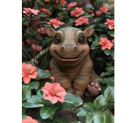 Diamond Painting Enfant Hippopotame, 5D Diamond Painting Adulte Grand Format Animal Kit Broderie Diamant Kit Complet Carré, Peinture Diamant Loisirs Créatifs Adultes ,Cadeau Femme 50x70cm 6-2652