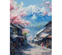 Diamond Painting Enfant Mont Fuji, 5D Diamond Painting Adulte Grand Format Rue Kit Broderie Diamant Kit Complet Carré, Peinture Diamant Peinture Loisirs Créatifs Adultes ,Cadeau Femme 40x50cm M-5F89