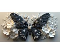 Diamond Painting Enfant Noir, Loisirs Créatifs Adultes, Papillons Diamond Painting Adulte Grand Format, DIY Peinture Diamant Kit, 5D Broderie Diamant Kit Complet, Murale Décor, 20x40cm p-223