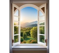 Diamond Painting Enfant, Paysage fenêtre Peinture Diamant Loisirs Créatifs Adultes, Broderie Diamant Point de Croix Cristal Diamond Painting Paysage, Painting Diamant Decoration Chambre(70x90cm)-2U