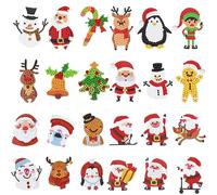 Diamond Painting Enfant pere Noel Peinture au Diamant 5D Diy Strass Autocollant Kit Noël 24 Pcs Diamond Painting Stickers Noel Dessin de Diamant Mosaïque Autocollante pour Enfants Débutants Adultes