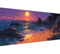 Diamond Painting Enfant Plage, 5D Painting Diamant Grand Format Lune DIY Loisirs Créatifs Adultes Kit Broderie Diamant Kit Complet Rond Drill Peinture Adulte Murale Décoration, Cadeau 80x160cm M-1653