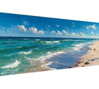 Diamond Painting Enfant Plage, 5D Painting Diamant Grand Format Sea DIY Loisirs Créatifs Adultes Kit Broderie Diamant Kit Complet Rond Drill Peinture Adulte Murale Décoration, Cadeau 70x140cm 7-GE62