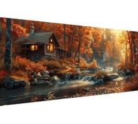 Diamond Painting Enfant RivièRe, 5D Painting Diamant Grand Format Maison DIY Loisirs Créatifs Adultes Kit Broderie Diamant Kit Complet Rond Drill Peinture Adulte Murale Décoration50x100cm 9-9S55