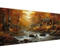 Diamond Painting Enfant RivièRe, 5D Painting Diamant Grand Format Maison Rétro DIY Loisirs Créatifs Adultes Kit Broderie Diamant Kit Complet Rond Drill Peinture Adulte Murale Décoration40x80cm 5-X348