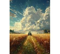 Diamond Painting Enfant Terres Agricoles, 5D Diamond Painting Adulte Grand Format Tracteur Kit Broderie Diamant Kit Complet Carré, Peinture Diamant Loisirs Créatifs Adultes ,Cadeau 100x135cm G-OQ43