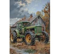 Diamond Painting Enfant Tracteur, 5D Diamond Painting Adulte Grand Format Ferme Kit Broderie Diamant Kit Complet Carré, Peinture Diamant Peinture Loisirs Créatifs Adultes ,Cadeau Femme 60x80cm F-T596