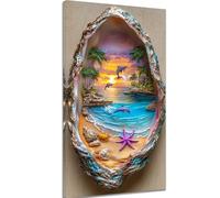 Diamond Painting Fantaisie Diamond Painting Adulte, 5D Peinture Diamant Enfant Canevas Kit Complet Adulte Débutant Ronde Cristal Diamant Art Set pour Décoration Murale Maison 40x90 cm Plage c-658
