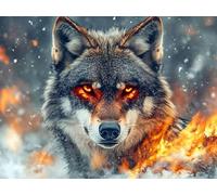 Diamond Painting Fantaisie Peinture Diamant Loup Diamond Painting Adulte Petit Format 10x15cm, 5D Diamant Strass Point de Croix Loisirs Créatifs Adultes Artisanat Kit, Decoration Murale Chambre,Model2