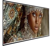 Diamond Painting Femme Africaine Diamond Painting Adulte, 5D Peinture Diamant Portrait Activité Manuelle Adulte Bricolage 5D Carré Cristal Strass Point de Croix Kit, Decoration Murale 35x80cm w-5353