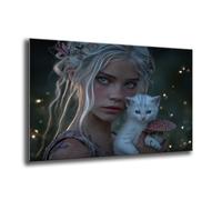 Diamond Painting Femme Chat, Kit Peinture Adulte Enfant, Diamond Painting Grand Format, Broderie Diamant Kit Complet, Cristal Art Peinture Kits, for Maisons Murale Decoration, Cadeaux 40x55 cm L-892