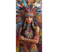 Diamond Painting femme Diamond Painting Adulte indien 5D Peinture Diamant Kit Adulte, DIY Diamant Painting Kit Complet, Diamond Art Strass Point de Croix Painting, pour La Décoration Murale 60x120cm