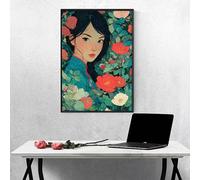 Diamond Painting Femme, Peinture Diamant Adulte Fleur 60 x 80 cm 5D DIY Diamond Painting Kit Complet, Diamant Strass Point de Croix Cristal Peinture pour Decoration Murale Maison PjY11456 4-M