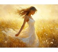 Diamond Painting Femme Peinture Diamant Champ De Blé Diamond Painting Adulte, 5D DIY Broderie Diamant Point de Croix Loisirs Créatifs Adultes Artisanat Kit pour Decoration Chambre 35x50 cm, Model 940