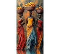 Diamond Painting Femmes, Diamond Painting Enfant Afrique, 5D Bricolage Kit Broderie Loisirs Créatifs Adultes, Peinture Diamant Enfant Débutants, Point de Croix pour Murale Décor Cadeaux 20x40cm C5-419