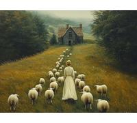 Diamond Painting Ferme Diamond Painting Adulte, Peinture Diamant Mouton Tableau Strass Diamant Loisirs Créatifs Crystal Art Broderie Point de Croix pour Decoration Murale, Cadeau 120x90 cm -lsy25010FN