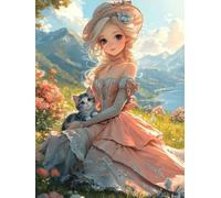 Diamond Painting Fille, 5D Kit Complet Diamond-Painting Chat, Loisirs Créatifs Adultes, DIY Canevas Enfants Débutant, Point de Croix Cristal Peinture Diamant, Décoration Maison de Noël 45x60cm Q-630