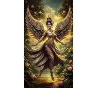 Diamond Painting Fille ange indienne,Kit de Peinture Diamant Complet pour Adultes,5D Square Drill Strass Broderie Diamant,DIY Cristal Point de Croix Diamond Art pour Maison Murale Décor 60x130 cm