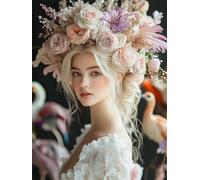 Diamond Painting Fille, Blanc Diamond Painting Adulte, 5D DIY Cristal Strass Point de Croix Peinture Sets, Peinture Diamant Kit Complet Enfant, pour comme Cadeau femmes décoratif 100x135cm 0U-681