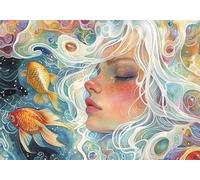 Diamond Painting Fille Diamond painting Adulte, 5D Poisson Peinture Diamant Enfant DIY Strass Point de Croix Activité Manuelle Adulte Broderie Diamant, pour Tableau Decoration Murale 20x30 cm O4-1275