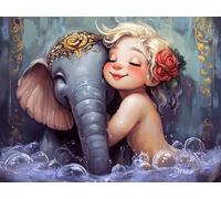 Diamond Painting Fille, Diamond Painting Enfant Éléphant, 5D Bricolage Kit Broderie Peinture Diamant, Loisirs Créatifs Adultes Cadeau Personnalisé, Perle Diamant a Coller Maison Décor 70x50cm L2-957