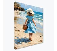 Diamond Painting Fille Peinture Diamant Adulte Plage Broderie Diamant kit Complet, DIY 5D Carré Cristal Point de Croix Art Kits Adultes Débutant pour Decoration Murale, Cadeau Femme 60x80 cm F0-761