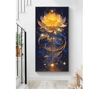 Diamond Painting Fleur 50x120cm, 2026 DIY Peinture Diamant Adulte Lotus, Broderie Diamant Round Diamond-Painting Strass Cristal Point de Croix Mosaique Loisir Creatif pour Maison Décoration O-718X