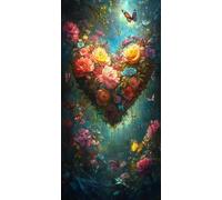 Diamond Painting Fleur, 5D Diamond Painting Adulte Grand Format Papillon Kit Broderie Tableau Diamant Complet Rond, Loisirs Créatifs Adultes Diamant Point de Croix Peinture, Cadeau 70x140cm S-YG783S