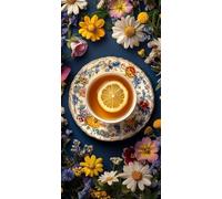 Diamond Painting Fleur, 5D Diamond Painting Adulte Grand Format Thé Kit Broderie Tableau Diamant Complet Rond, Loisirs Créatifs Adultes Diamant Point de Croix Peinture, Cadeau Femme 30x60cm 5-91547C