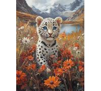 Diamond Painting Fleur, 5D Diamond Painting Adulte LéOpard, DIY Full Drill Artisanat Cristal Point de Croix Kits, Broderie Diamant Activite Manuelle Adulte, Décoration Maison Cadeau 100x135cm M-7585