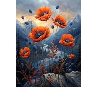 Diamond Painting Fleur 5D Diamond Painting Adulte Paysage, DIY Peinture Diamant Adulte Full Drill Strass Point de Croix Kits, Broderie Diamant pour Décoration Murale Maison Cadeau 100x135cm P-1487