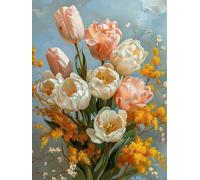 Diamond Painting Fleur, 5D Diamond Painting Adulte Planter, DIY Activité Manuelle Adulte, Broderie Diamant Artisanat Strass Point de Croix Kit, Décoration Murale Maison, Cadeau Femme 40X50cm A-9457